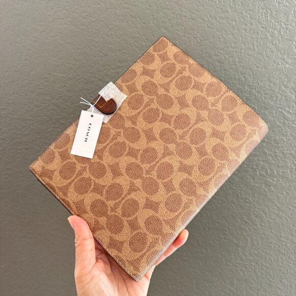 Coach Notebook In Signature Canvas CZ198, Gold/Tan/Brown - Picture 3 of 9